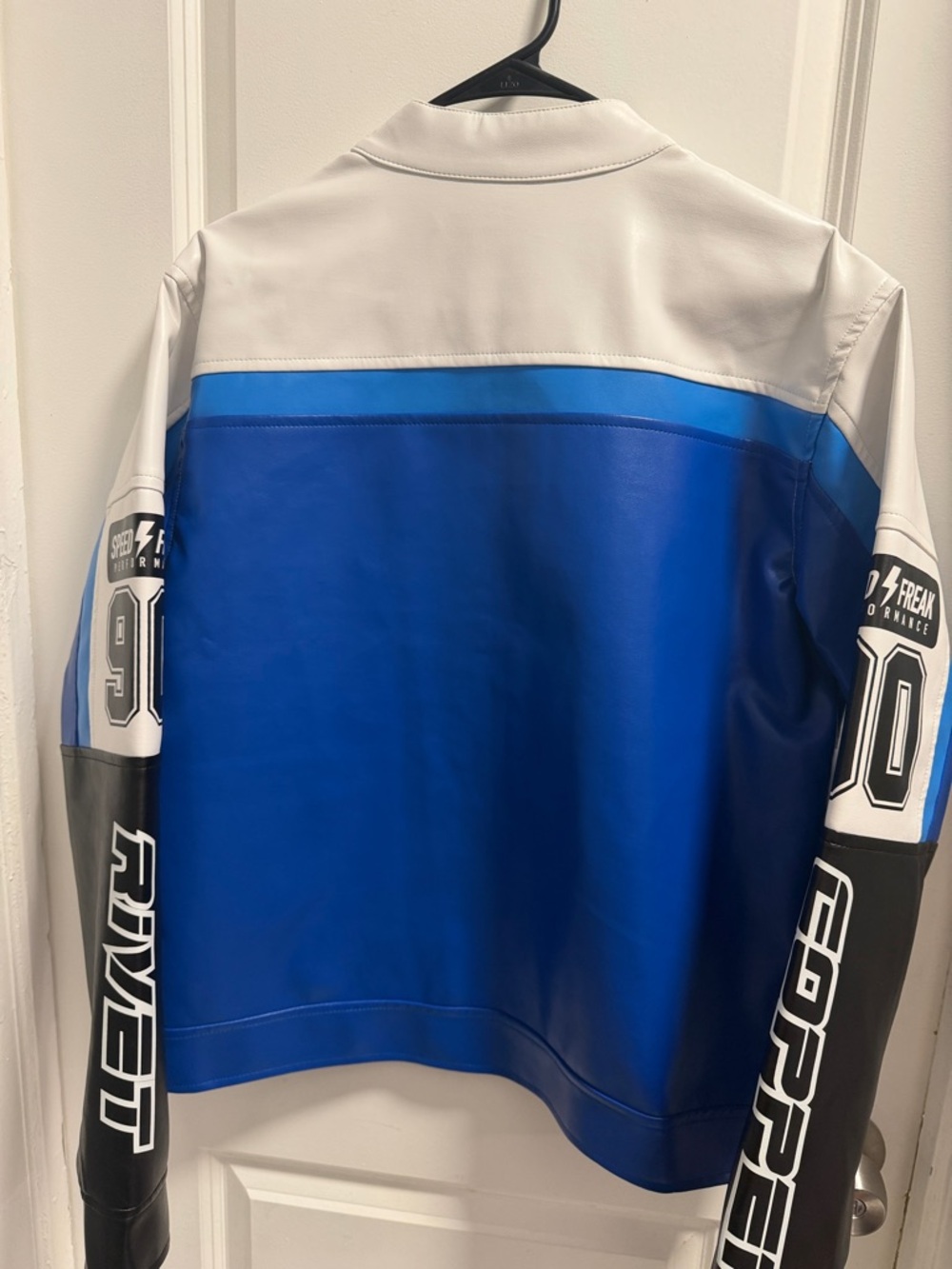 Team Racing Blue White Patchwork Motorcycle Jacket - Picture 5 of 5